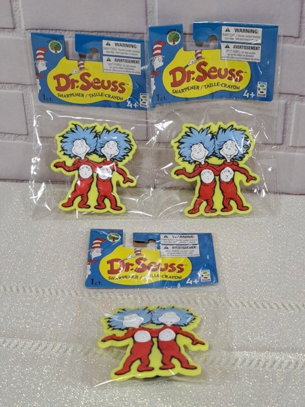 Dr. Seuss Pencil/Crayon Sharpeners Set Of 3 Thing 1&2 NEW